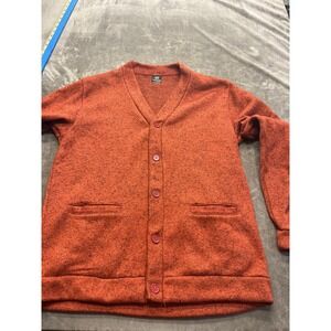 Haband Mens Burnt Orange Marled Knit Button Front Cardigan Sweater Size M
